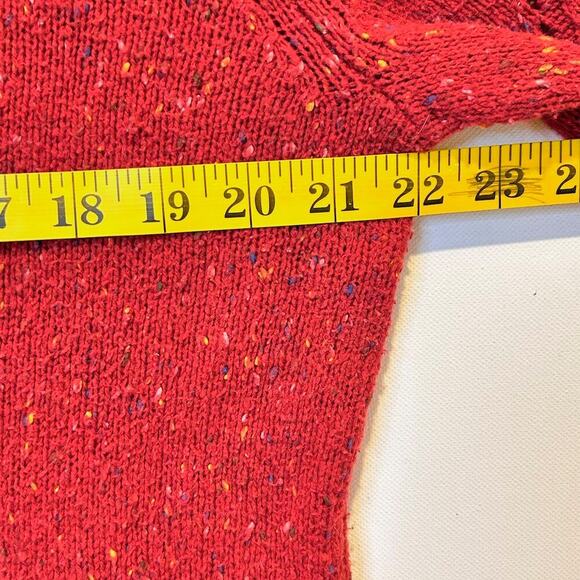 J Jill Cabincore Turtleneck Mixed Tweed Knit Sweater Relaxed Cozy Boxy Red MED - Picture 6 of 9